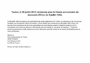 2018 07 05 A TOULON HOMMAGE AU MASSACRE DU 5 07 1962 A ORAN PAR MARCEL MORVAN